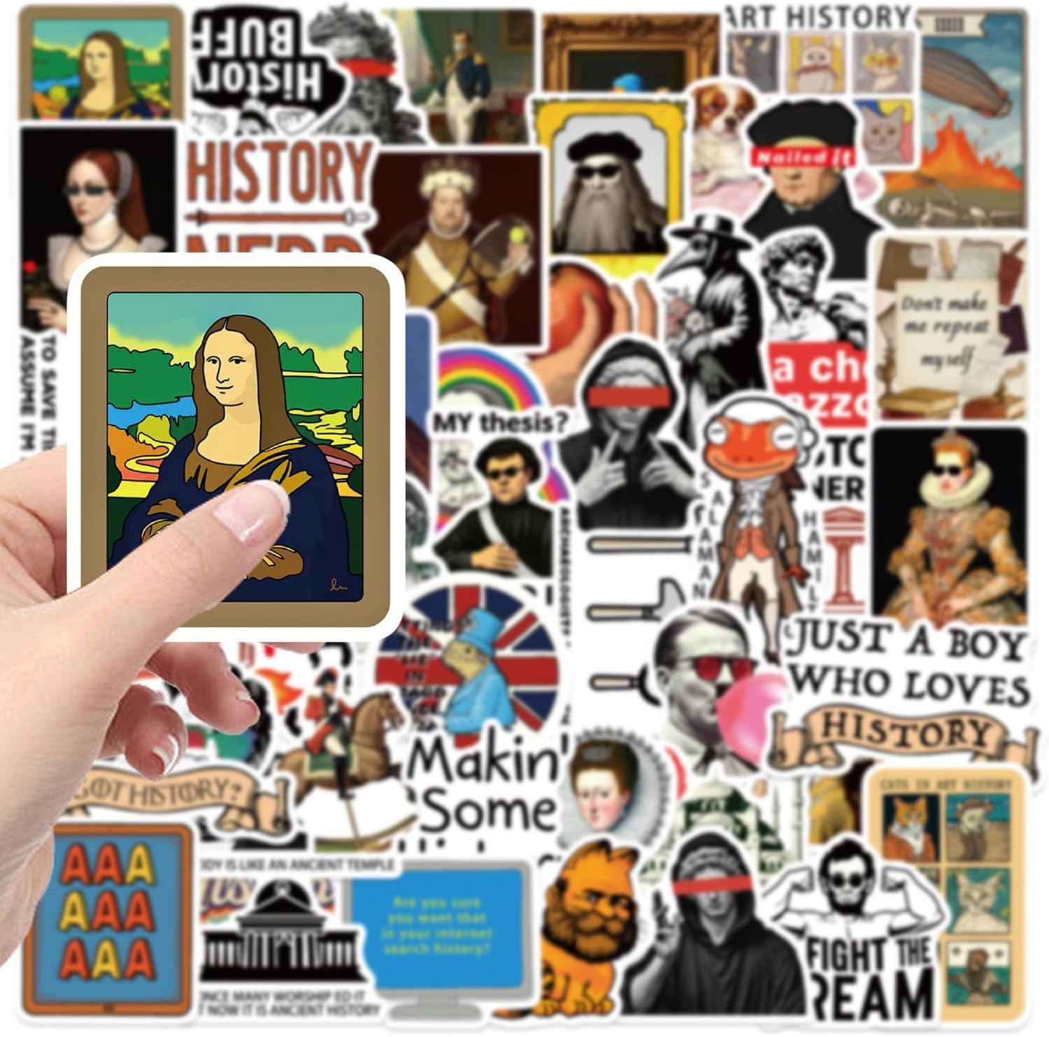 Funny History Meme Stickers for Water Bottle, 50pcs Funny Stickers for Adult Kids Teen Travel Case, Laptop, Guitar, Skateboard, Phone, Computer, Bike (Funny History) - Image 6