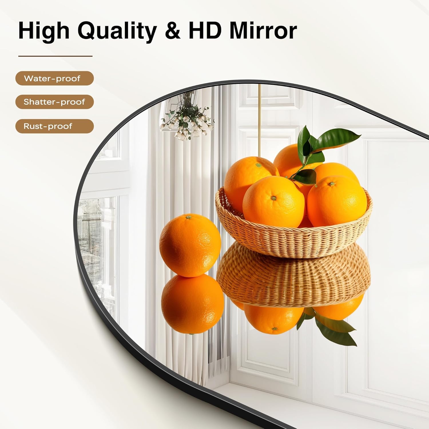 COFENY Arched Mirror, 24’’x40’’ Black Arch Mirror for Bathroom, Arched Bathroom Mirror with Frame, Modern Wall Mounted Mirror for Over Sink Mantle Bedroom Vanity Living Room Entryway