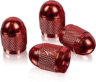 Silver Bullet - Juego de 4 tapones antipolvo para válvulas de coche, bicicleta o moto, color rojo
