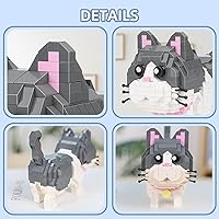 Vista 3 de Kit de bloques de construcción de microbloques de construcción de animales lindos, mini ladrillos de gato azul, juguetes de construcción