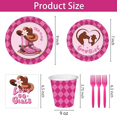 Miniatura 4 de 120 piezas de decoraciones de fiesta de vaquera, suministros de fiesta, juego de vajilla desechable, platos, tenedores, tazas, servilletas,