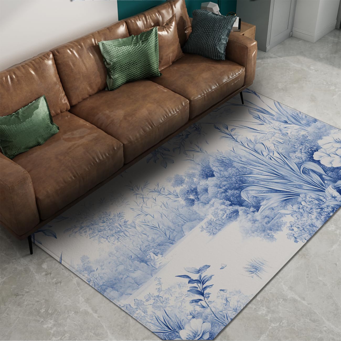 Tapis antidérapant oriental bleu 160x220 lavable qui ne glisse jamais