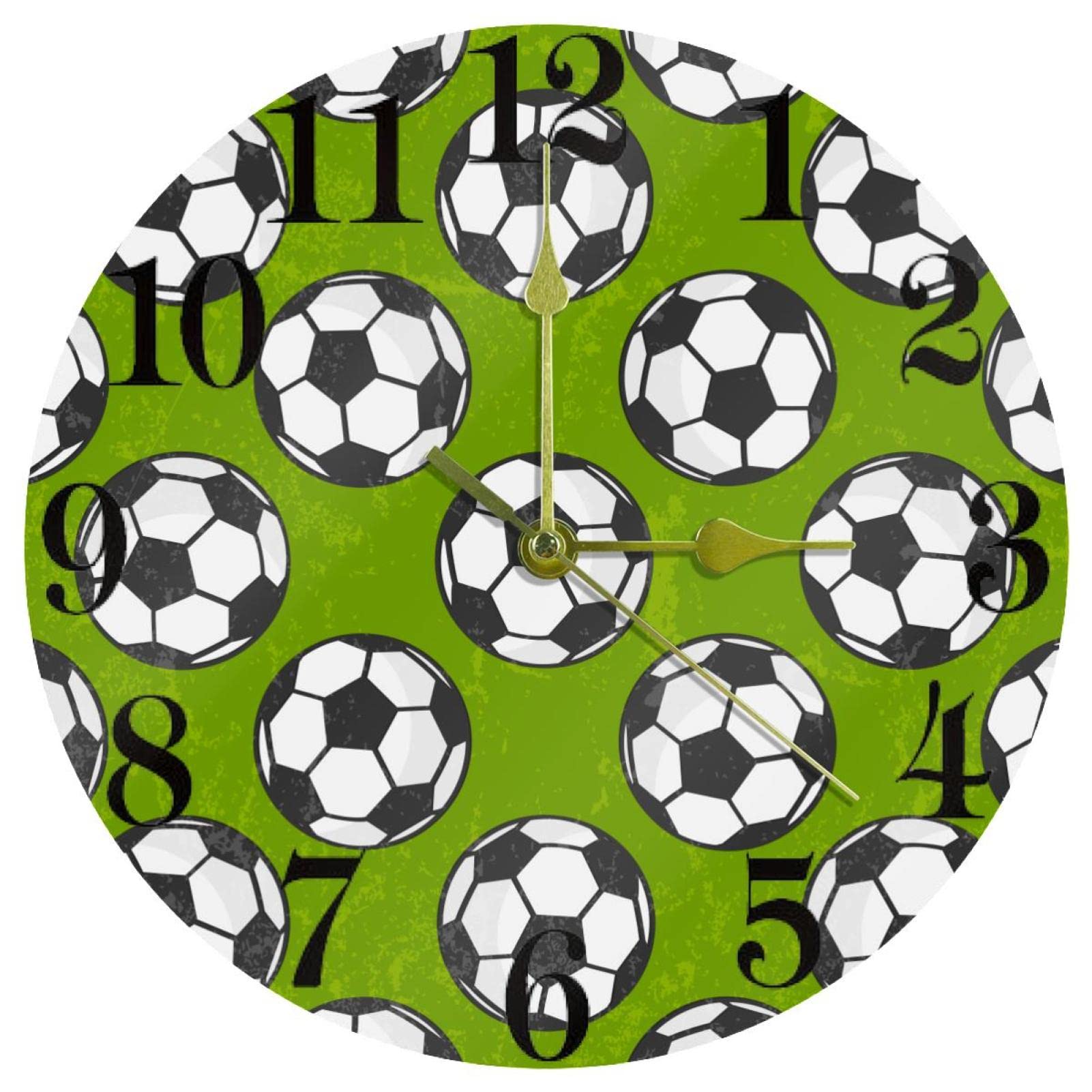 Horloge murale quartz football 25,4 cm sans tic-tac à pile pour école