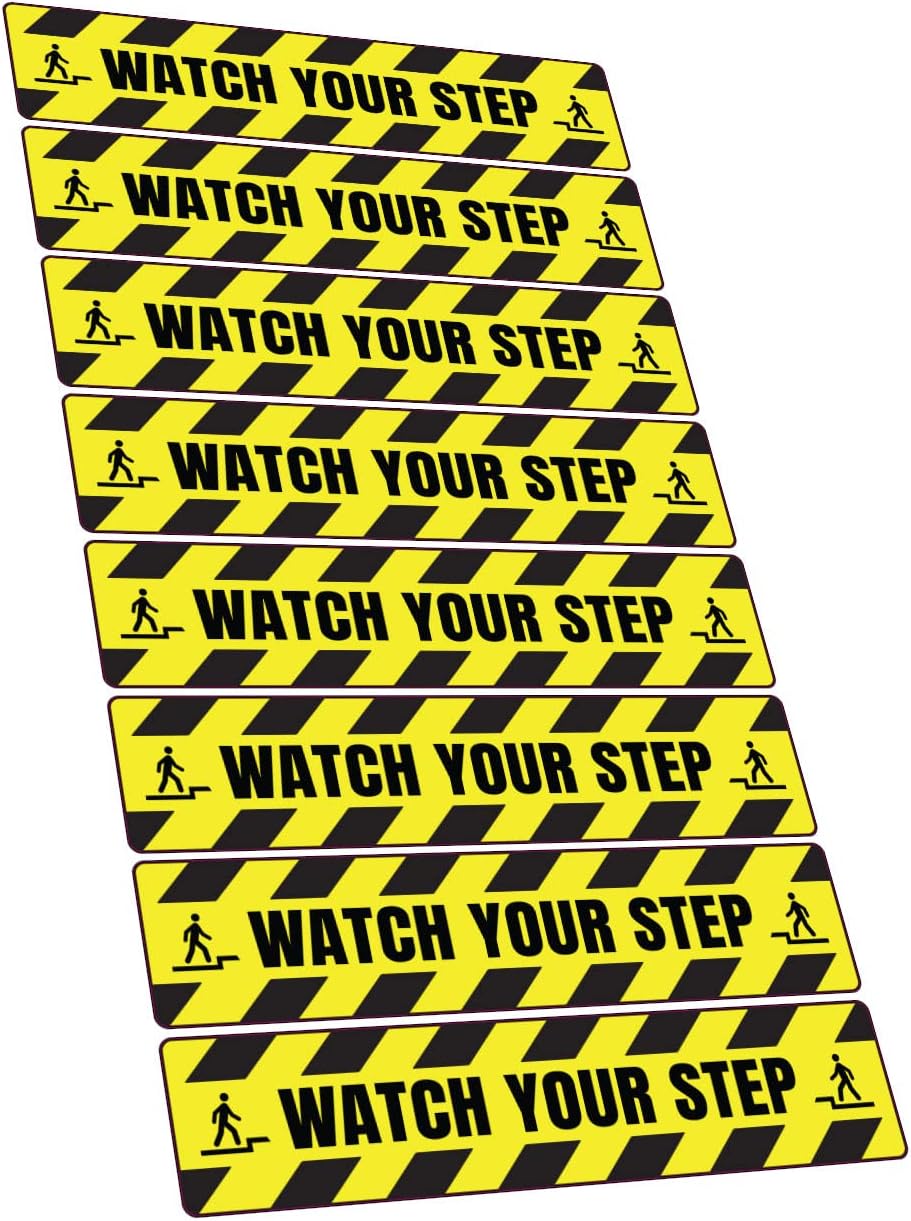 Amazon.com: 8 Pack - Watch Your Step Floor Decals Stickers 4 x 18 Inch ...
