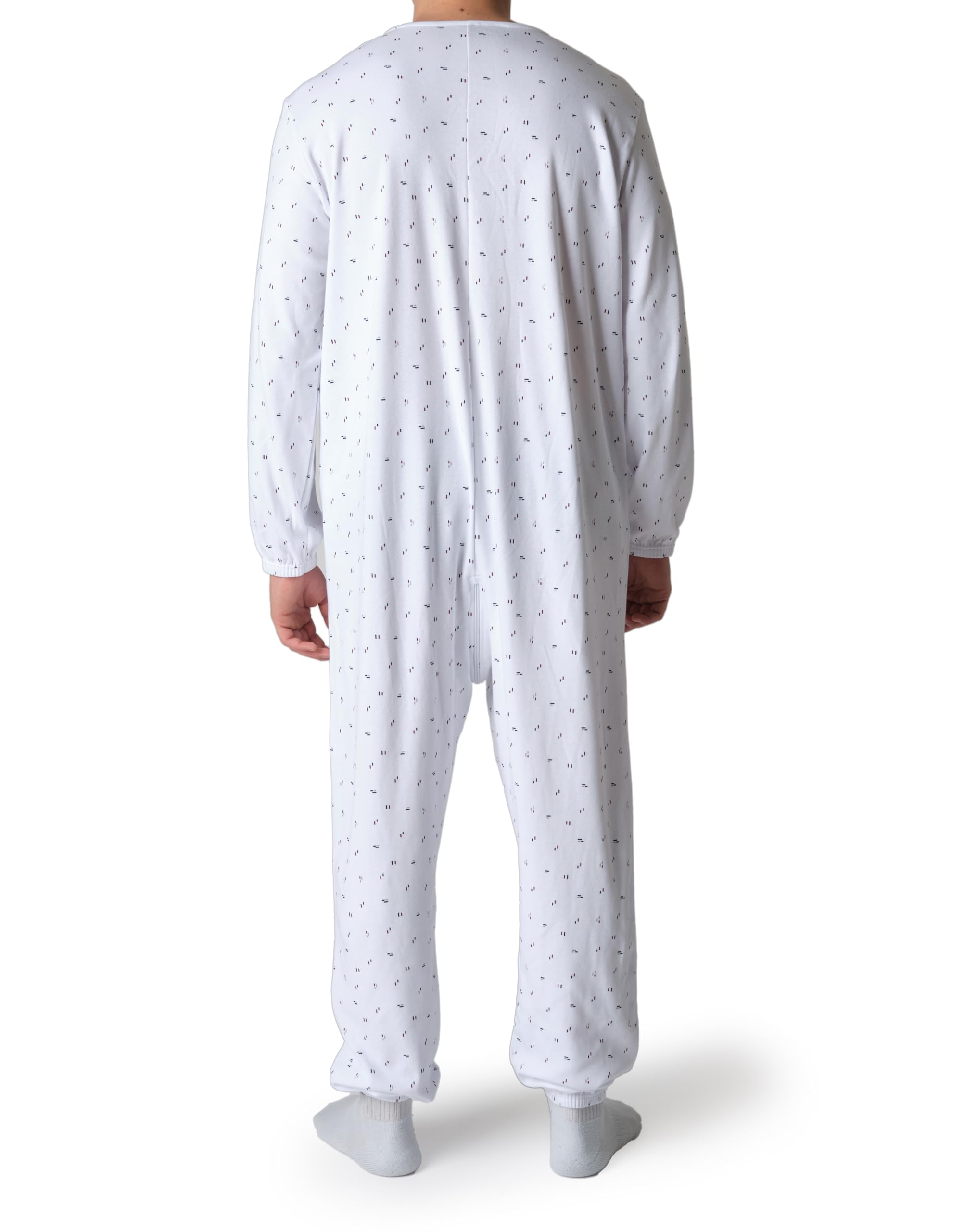 Pijama sanitario para hombre de invierno para ancianos, tutón con cremallera delantera y trasera, rayas azules rojas y grises