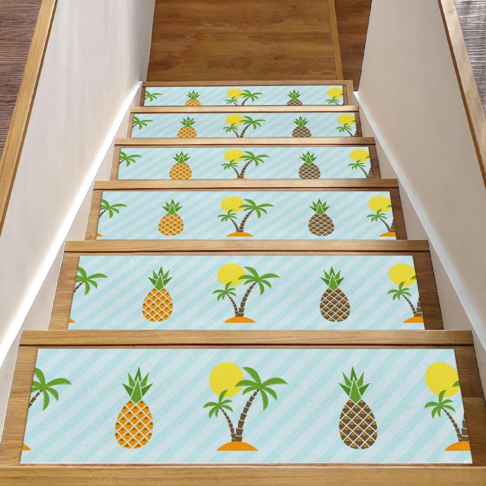 Tapis de protection d'escalier antidérapant ananas lavable et réutilisable x15