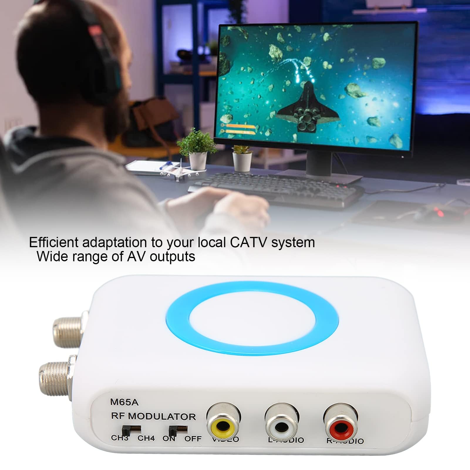 HF Modulator, RF Modulator HD Multimedia Schnittstelleneingang AV Ausgang HF Ausgang Professioneller HD VHF Demodulator Konverter für CATV System Unterstützt NTSC und PAL TV Format