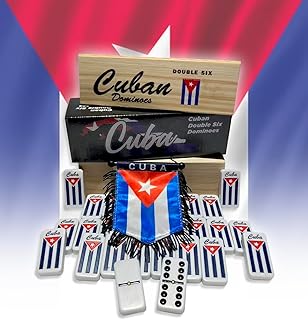 Cuban Dominoes Set – Double Six Dominoes with Cuba Style – 28 Classic Domino Tiles with Storage Case – Traditional Cuban Domino Set for Family, Travel & Backyard Play