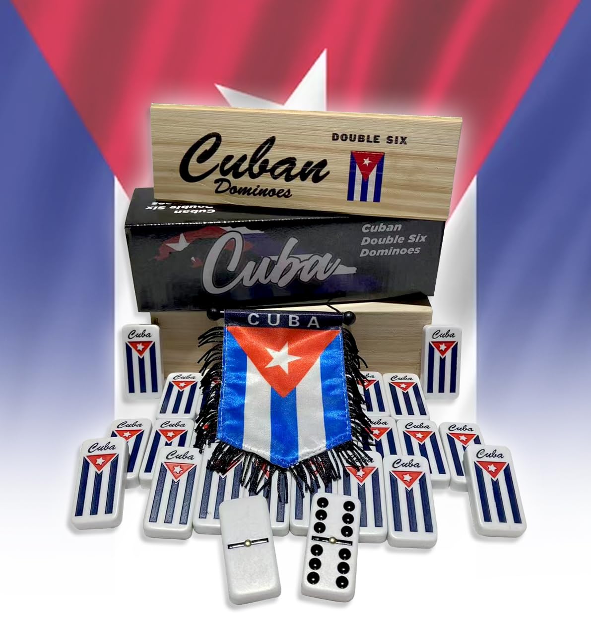 Set domino cubano – doppio sei domino in stile cubano – 28 piastrelle classiche con custodia – Set domino tradizionale cubano per famiglia, viaggi e giochi in giardino