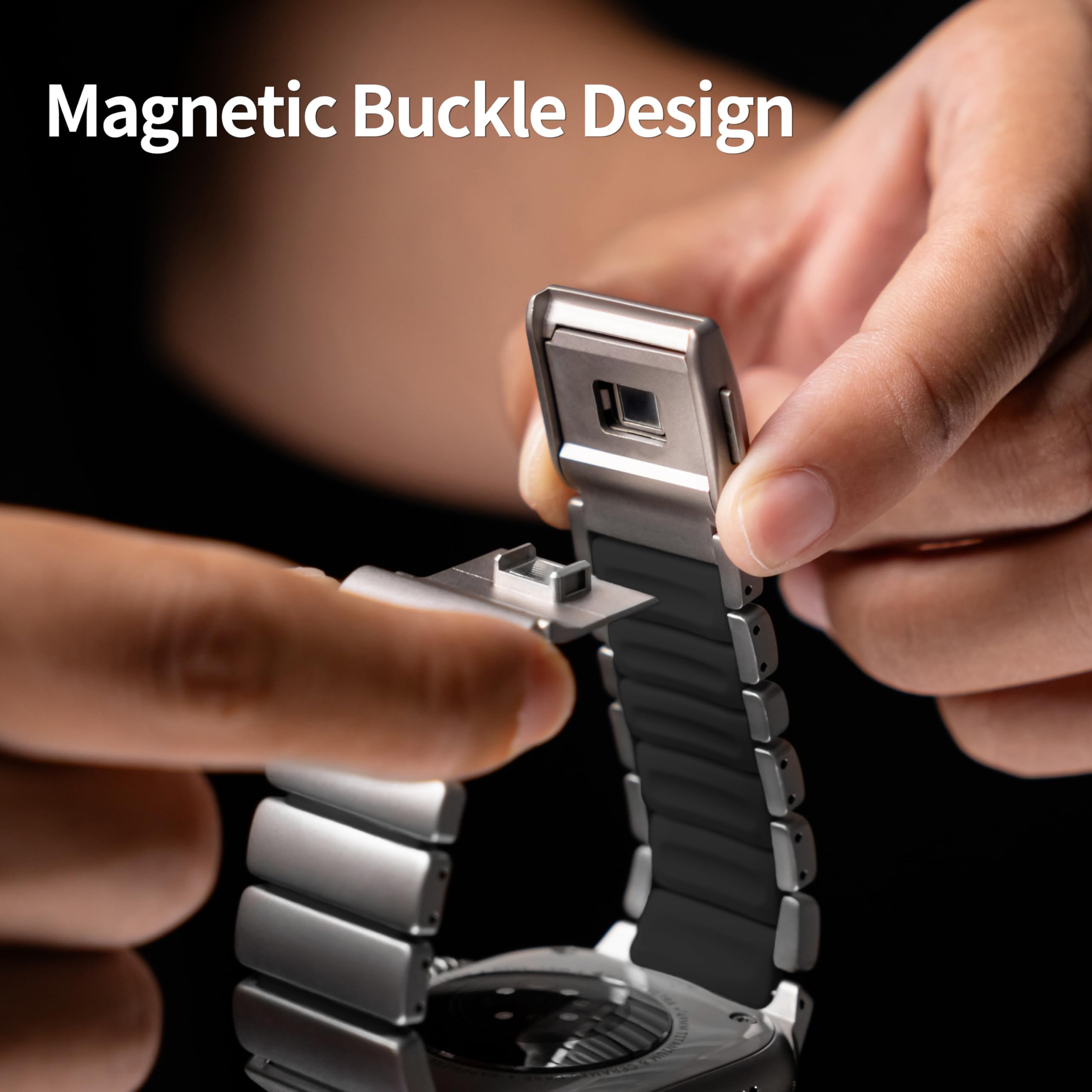 Titan Armband kompatibel mit Apple Watch Armband Ultra 3/2/1 49mm 46mm 45mm 44mm 42mm, Titan Silikon Doppelschicht, Damen Herren Magnetverschluss Ersatzarmband für iWatch Series 11 10 9 8 7 6 5 4