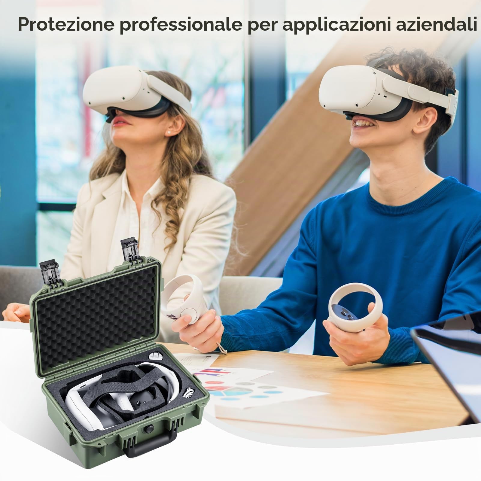 Lykus Titan OQ200 Valigia Custodia Case (Verde) per Quest 3S/Quest 3/Quest 2, Adatta al Cinturino Elite, Migliore Protezione [SOLO VALIGIA]