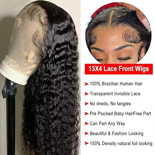 Miniatura 4 de Joydrop Pelucas de cabello humano ondulado profundo sin pegamento con encaje frontal para mujeres negras, pelucas de cabello humano sin pegamento