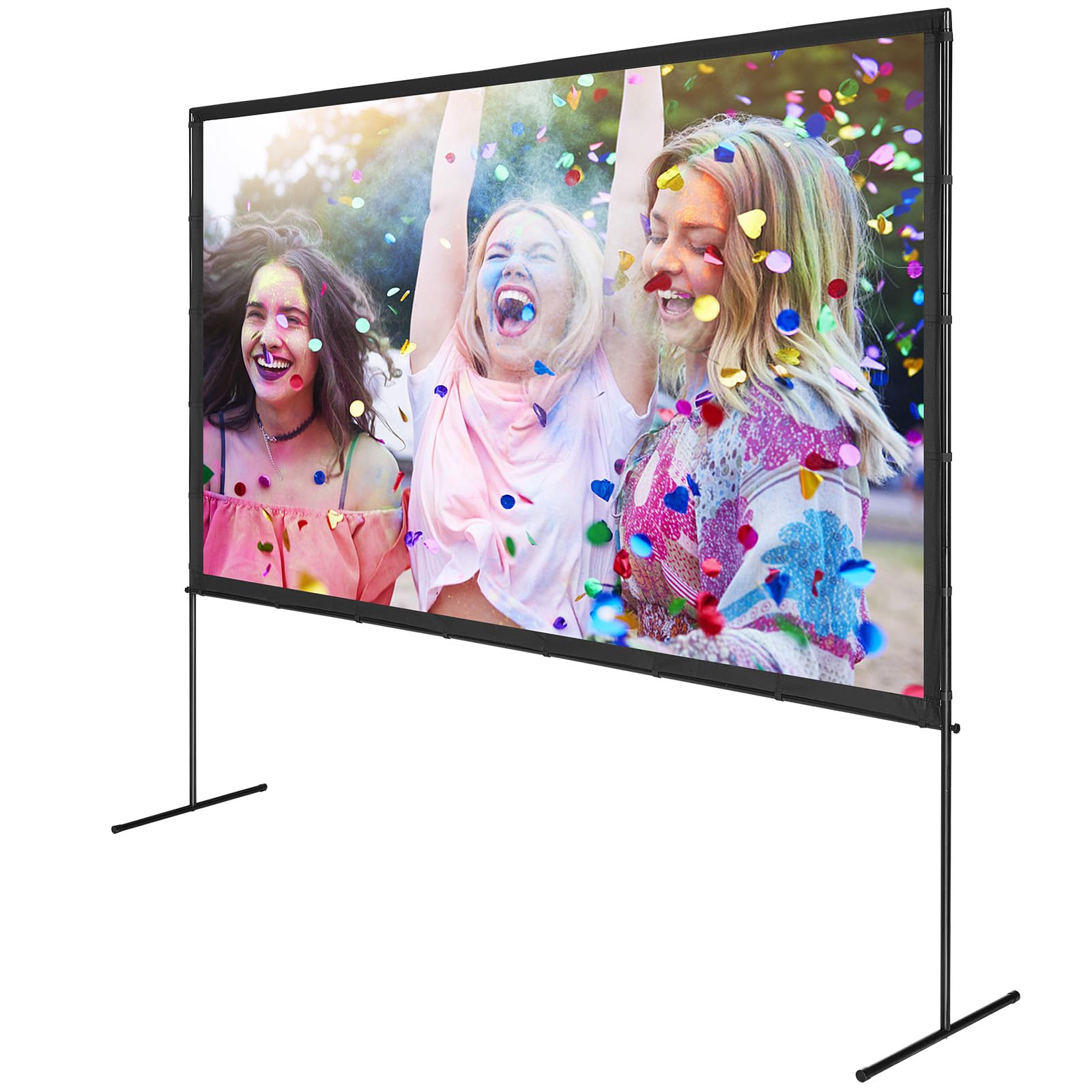 VEVOR Pantalla de Proyector de Pie 120" 16:9 HD Pantalla de Proyección Portátil de Doble Cara Antiarrugas Amplio Ángulo de Visión con Bolsa de Almacenamiento para Proyector de Vídeo de Cine en Casa