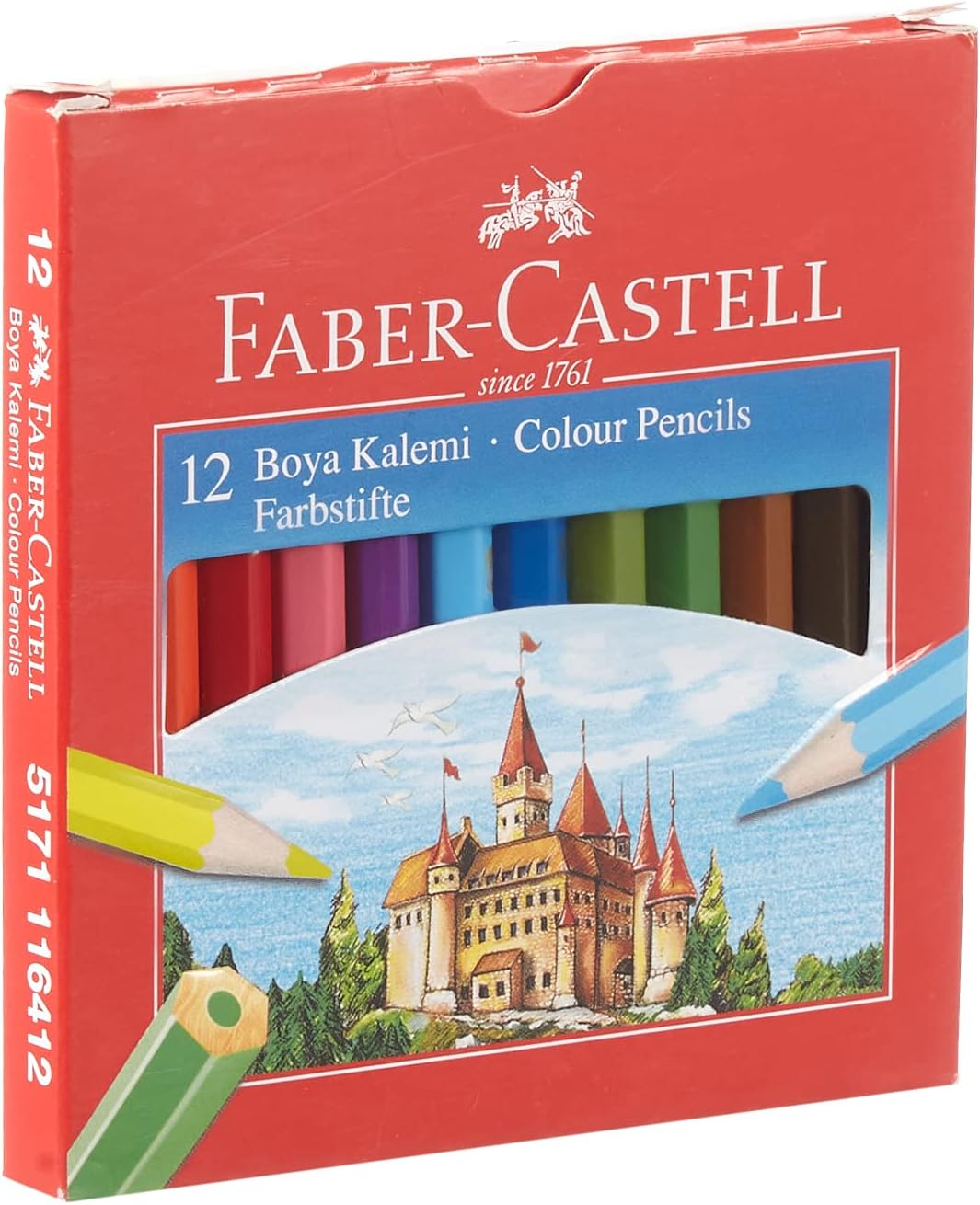 Faber-Castell Karton Kutu Boya Kalemi, 12 Renk, Yarım Boy, Parlak ve Canlı Renkler, Örtücü Etki, Uç Kırılmasına Karşı Dayanıklılığı Artıran Özel Yapıştırma Sistemi