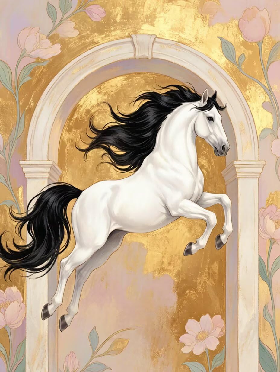 5D Diamond Painting Adultos Caballo Pintura De Diamante Animal Manualidades Adultos DIY Dibujos Con Diamantes Cuadrado Completo Diamond Art Punto De Cruz Kit para Decoración Hogar 70x100cm F-3Z984