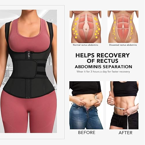 Vista 4 de FeelinGirl Waist Trainer for Women Latex Corset Cincher Vest Sport Workout Girdle Hourglass Body Shaper with Steel Bones