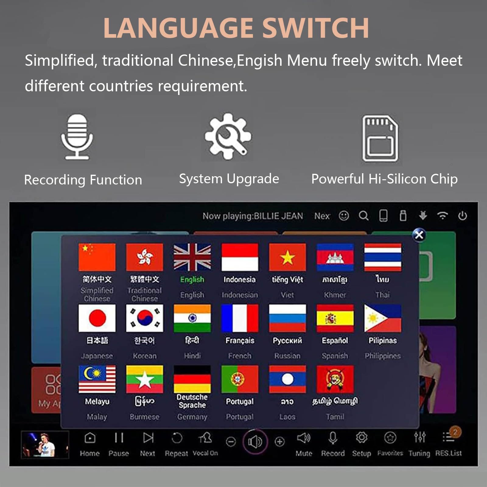 Macchina per Karaoke Intelligente, Touch Screen da 19,5 Pollici con visualizzazione dei Testi, Macchina per Karaoke Tutto in Uno con Microfono Wireless, Attrezzatura per Karaoke, b