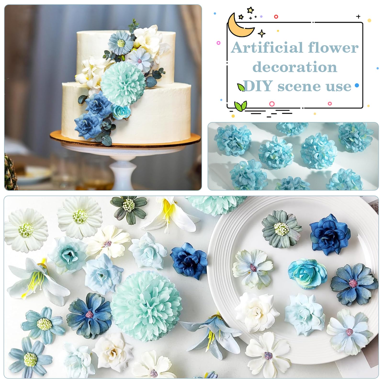 20 Fiori Finti In Seta Assortiti - Teste Di Fiori Artificiali Per Fai Da Te E Decorazioni - 4