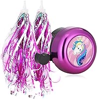 Vista 7 de U-LIAN Serpentinas y campanas de bicicleta para niñas, 1 paquete de campanas de bicicleta de flores con 2 paquetes de serpentinas para manillar