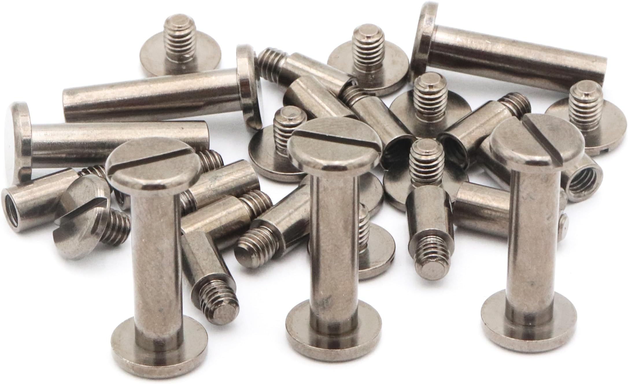 10 Sets Chicago Screws Posts Assorted Kit, M5 × 20mm Leathercraft Rivets Screw, with Extention Posts (30pcs), Copper, Nickel-Plating (Black)