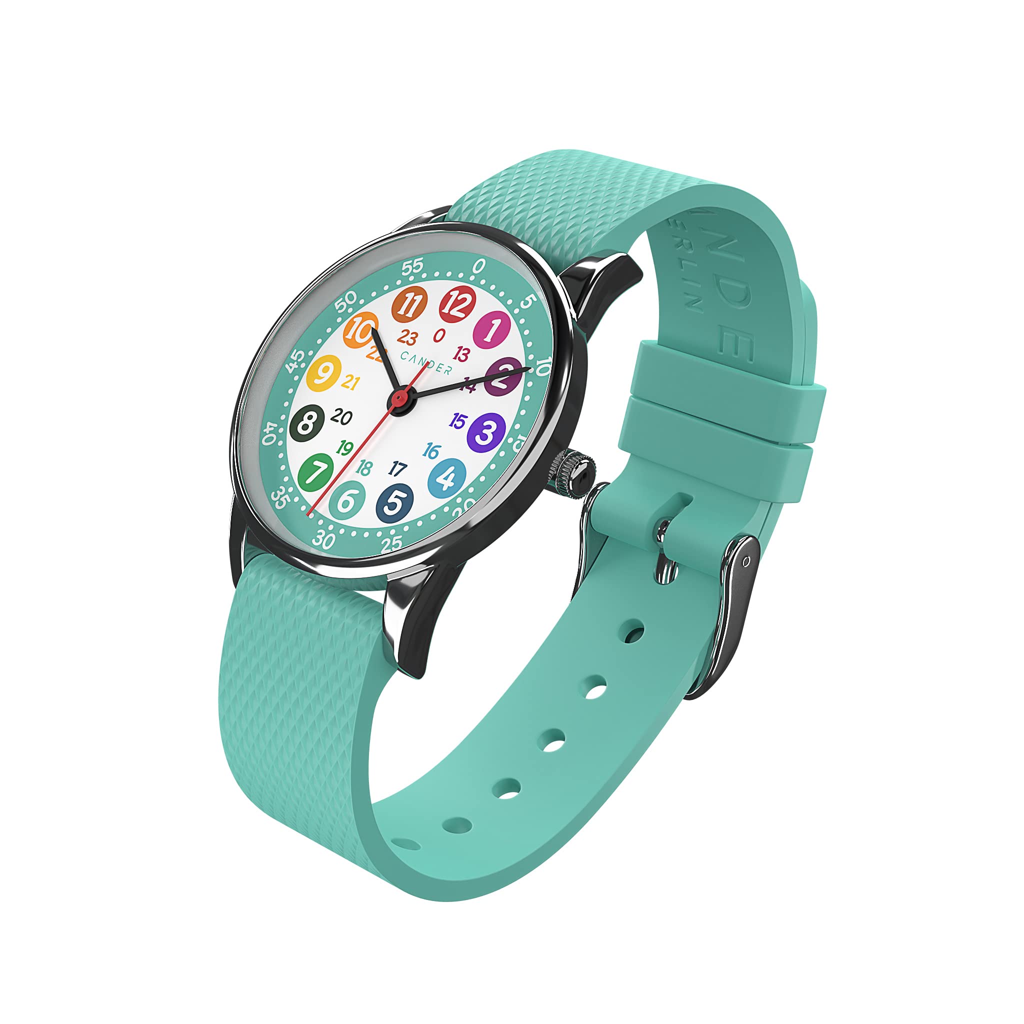 Cander Berlin MNA 1330 T Montre d'apprentissage analogique étanche pour enfant garçon et fille Turquoise