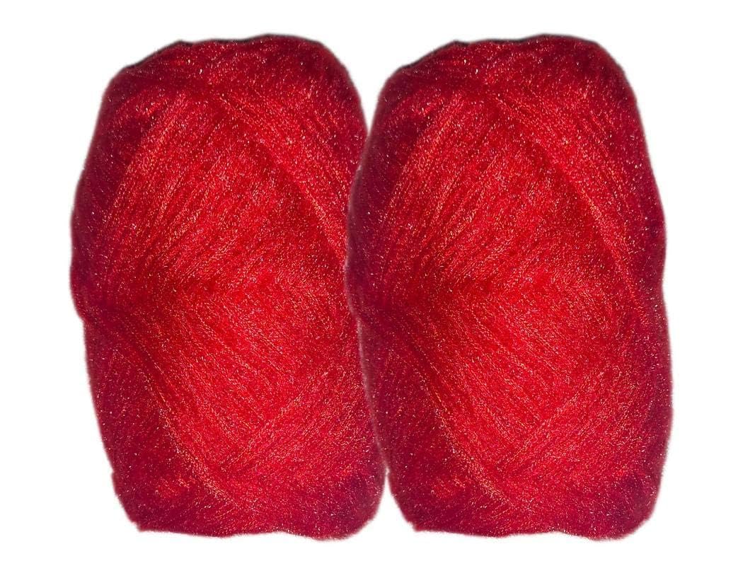 3 Ply Knitting Wool Yarn (100 gm Each) (Red, Pack of 4)