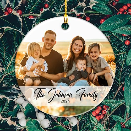 Miniatura 7 de Adorno de Navidad personalizado con adornos de fotos, adornos de cerámica personalizados para árbol de Navidad, decoración del hogar, fotos, regalos
