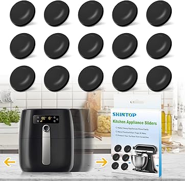 Appliance Sliders, 16PCS Air Fryer Accessories Easy Movers for Small Kitchen Appliances, Air Fryers, Bread Machine,Coffee Makers,Blenders,Grills,Mixers,Microwave Black
