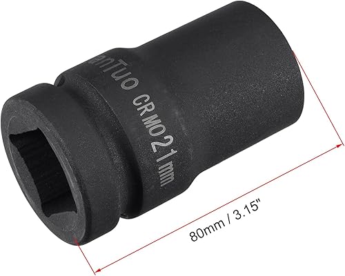 Miniatura 7 de uxcell Enchufe de impacto cuadrado de 1 pulgada por 0.866 in, CR-MO 3.150 in de longitud, tamaños métricos estándar