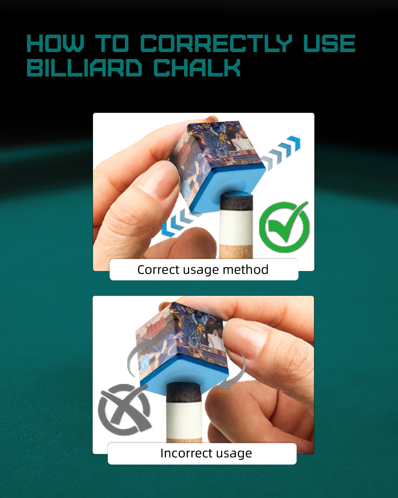 KONLLEN Pool Queue Kreide Nano Technologie Billardkreide für professionelles Turnier Dedizierte Poolkreide (hervorragende Leistung, langlebig)