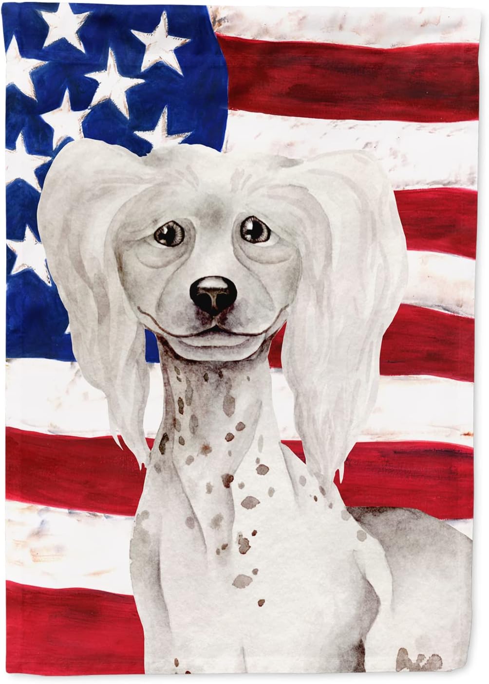 Caroline's Treasures CK1387CHF Chinese Crested Patriotic House Flag Large Porch Sleeve Pole Decorative Outside Yard Banner Artwork Wall Hanging, Polyester, House Size, Multicolor