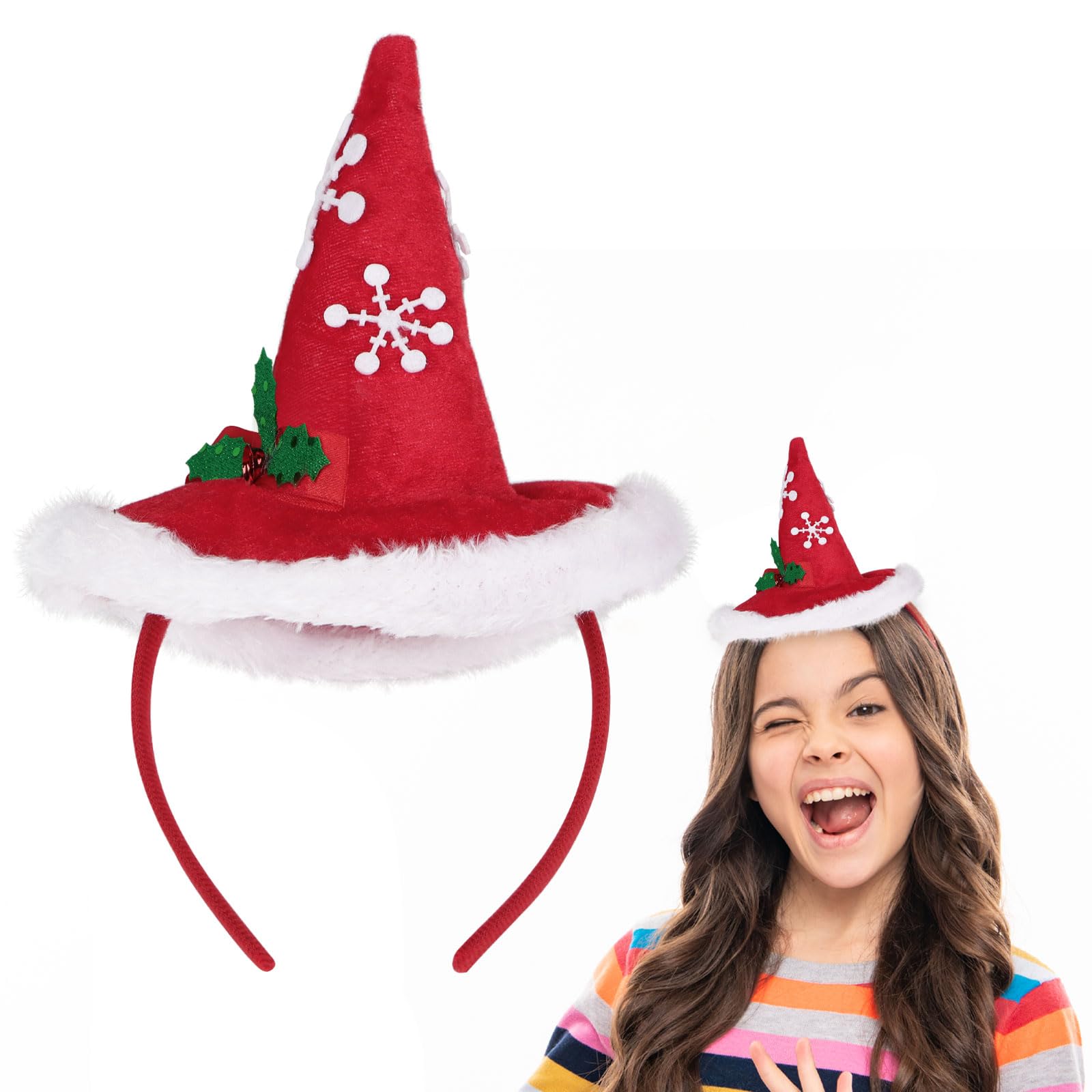 BETESSIN Diadema de Navidad, Decoración Gorro Rojo de Navidad, Gorro Sombrero Disfraz para Fiesta Navidad Cumpleaños Fiesta Temática para Mujeres Niñas