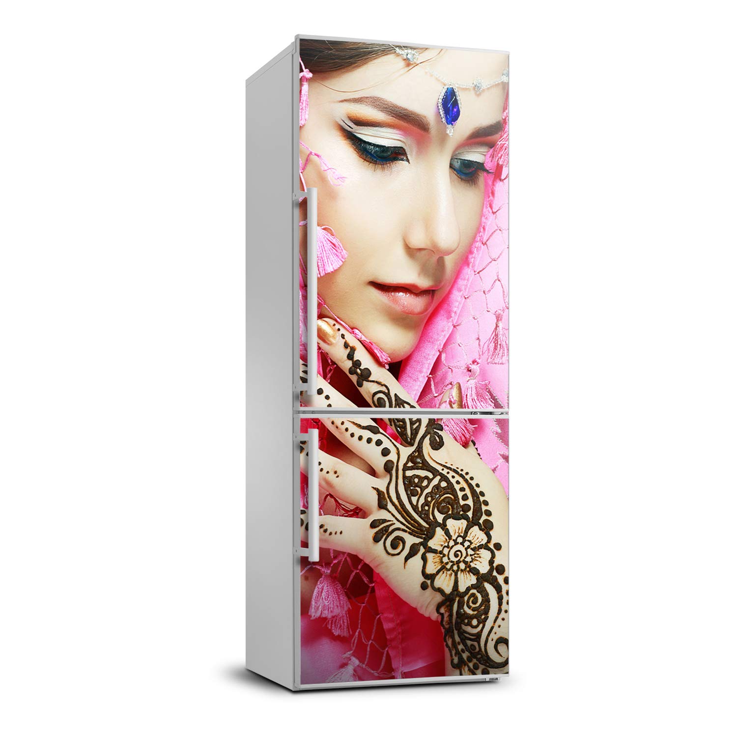 Autocollant frigo femme indienne 70x190cm sticker de décoration