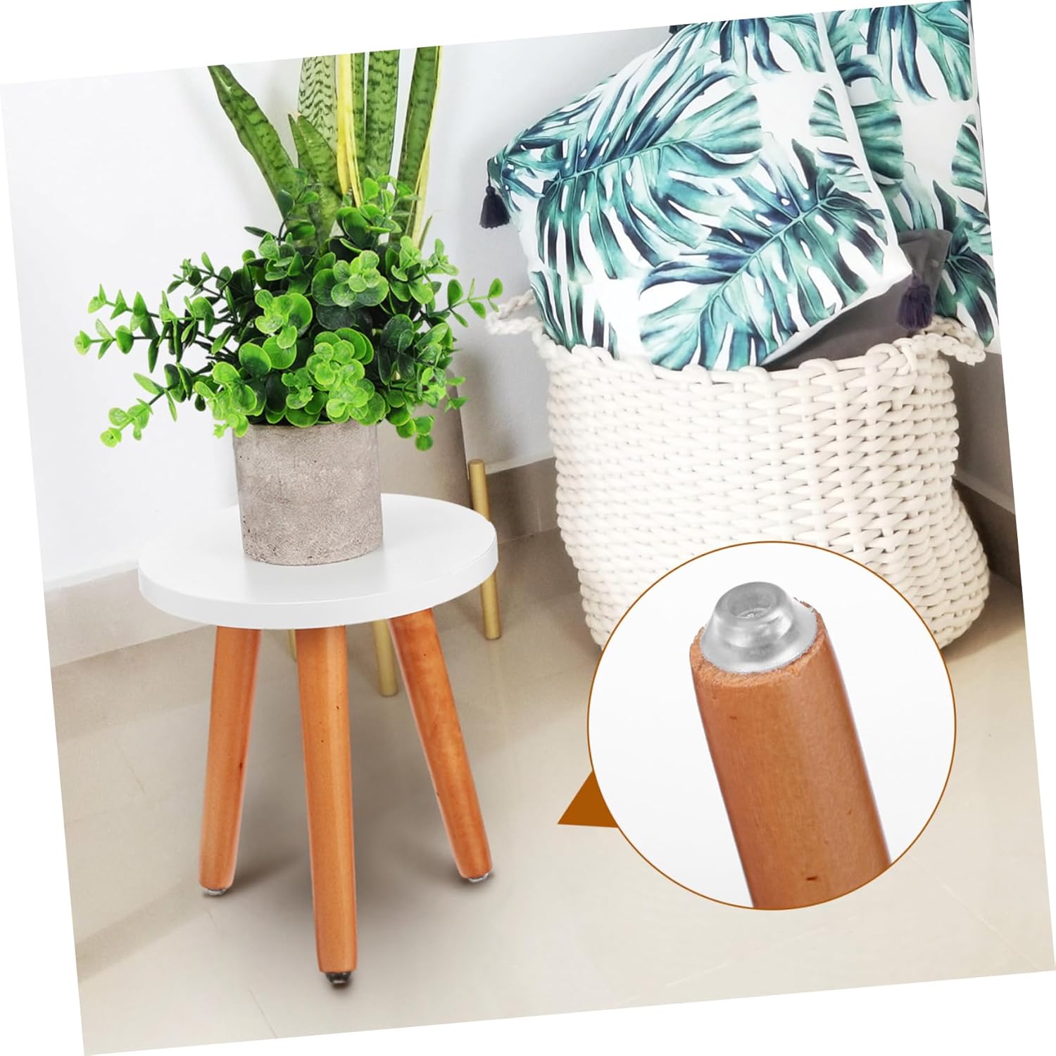 2pcs Wood Plant Stand Stable Indoor Plant Risers Multi-functional Small Stools for Home Decor Durable Natural Wood Flower Pot Holders Fits Pots