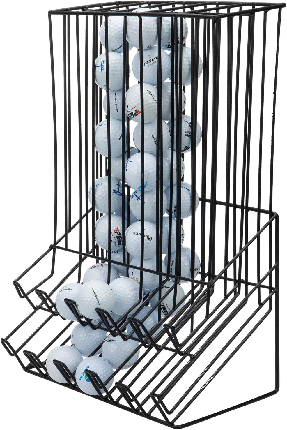 MyGift Golf Ball Basket Holder - Matte Black Metal Wire Golf Ball Dispenser and Countertop Display Rack