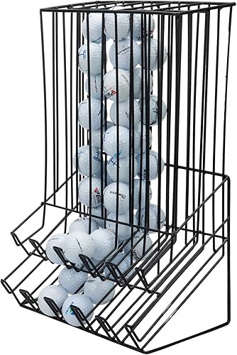 Miniatura 5 de MyGift Soporte para pelotas de golf de capacidad para 90  Dispensador de estante de exhibición miniatura de metal negro para pelotas de golf