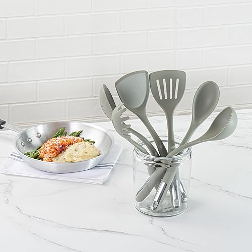 Miniatura 7 de Restaurantware Juego de utensilios de silicona, paquete de 10 herramientas de cocina de mango antideslizante, 6 piezas, resistentes al calor,