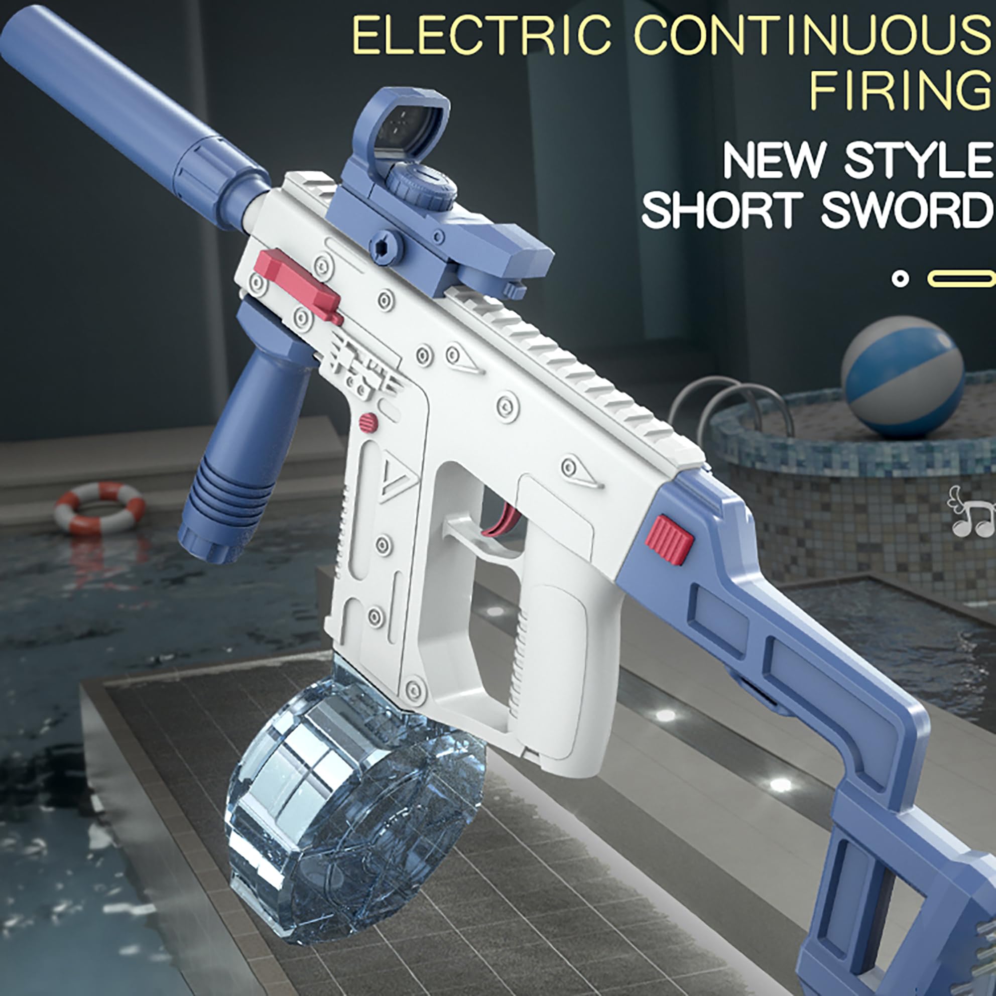 Pistola De Agua Eléctrica Con Luz LED - Alcance 8 M, Depósito 320 Ml, Batería Recargable - Juguete Para Verano, Playa Y Piscina