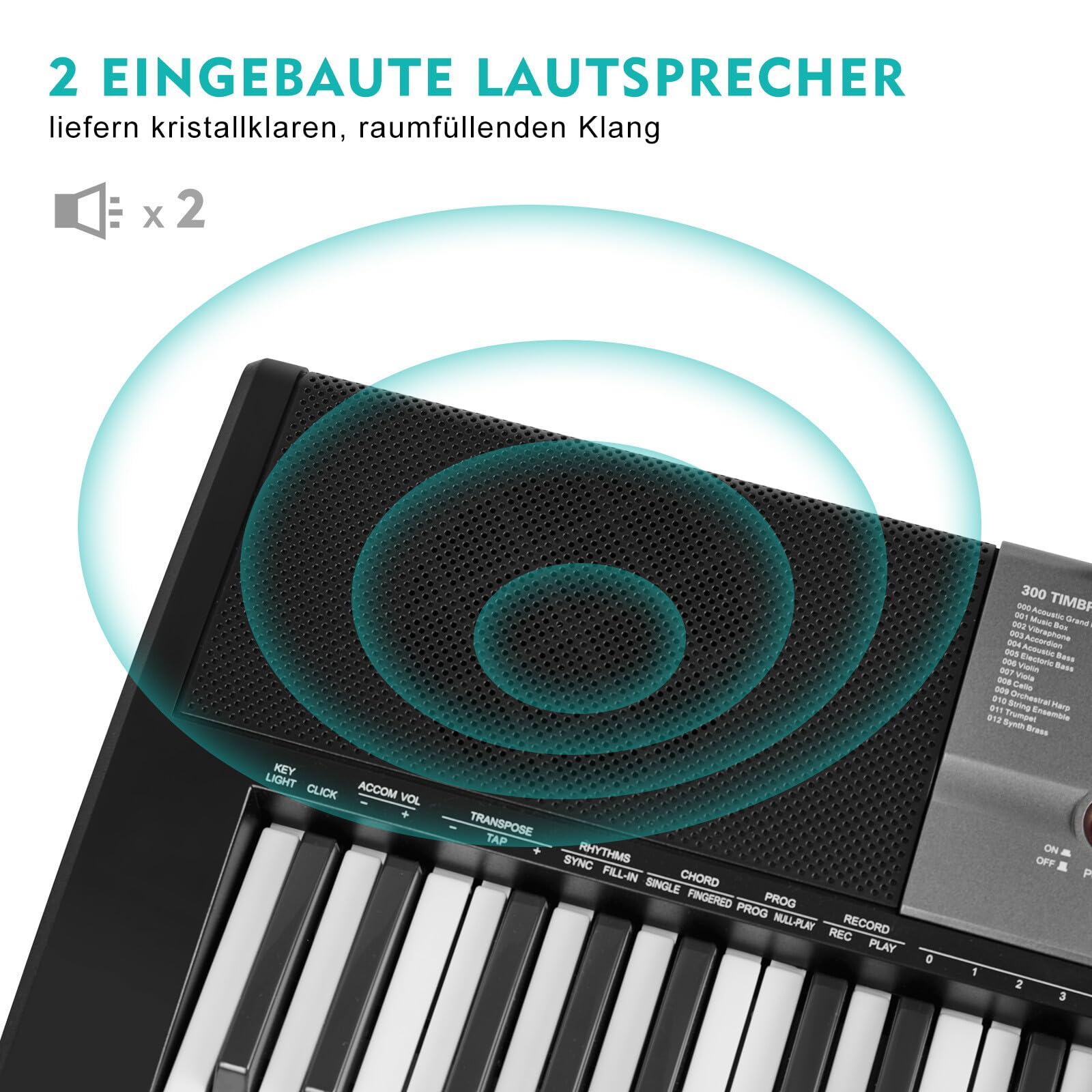 MUSTAR 61 Key Keyboard Piano für Anfänger, Digital Piano Keyboard mit Leuchttasten Lautsprechern, E Klavier Ständer, Hocker, Kopfhörern, Mikrofon, Notenablage, 300 Sounds & Simply Musiklektionen