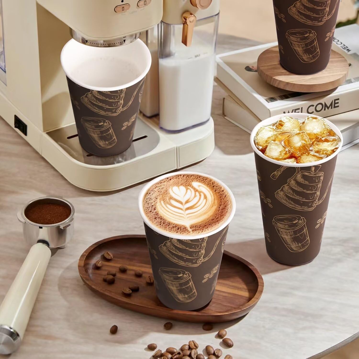 Paper Cups 16 oz 180 Pack, Disposable Coffee Cups, Dispoable Paper Drinking Cup for Coffee, Hot Cups for Party, Picnic, Travel, and Events - Image 5