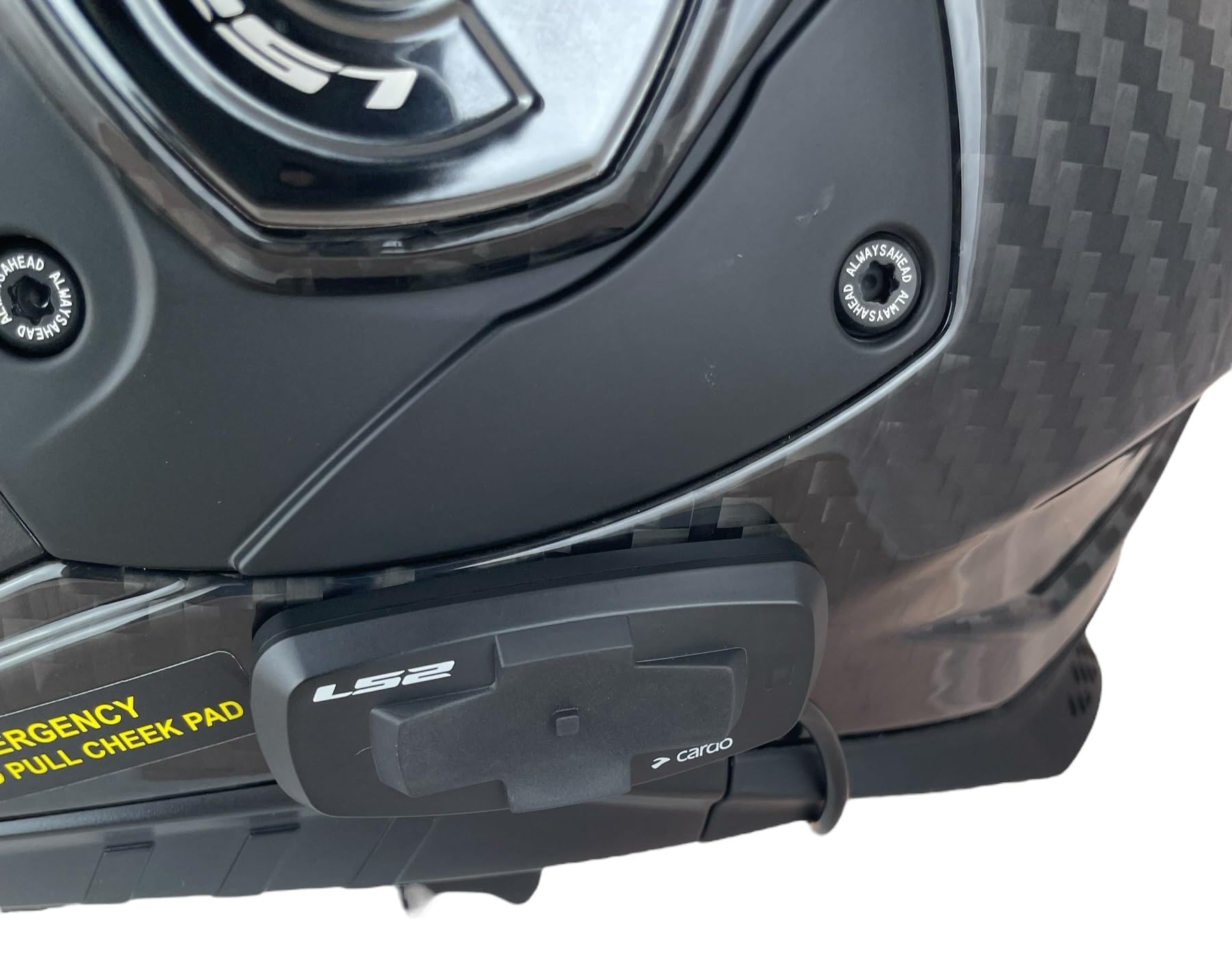 LS2 FF901 ADVANT X Solid CARBON-06 con Intercomunicador LS2 4X Instalado Casco Modular de Motocicleta con Visera Solar, Fibra de Carbono, Sistema de comunicación Integrado (S 55/56)