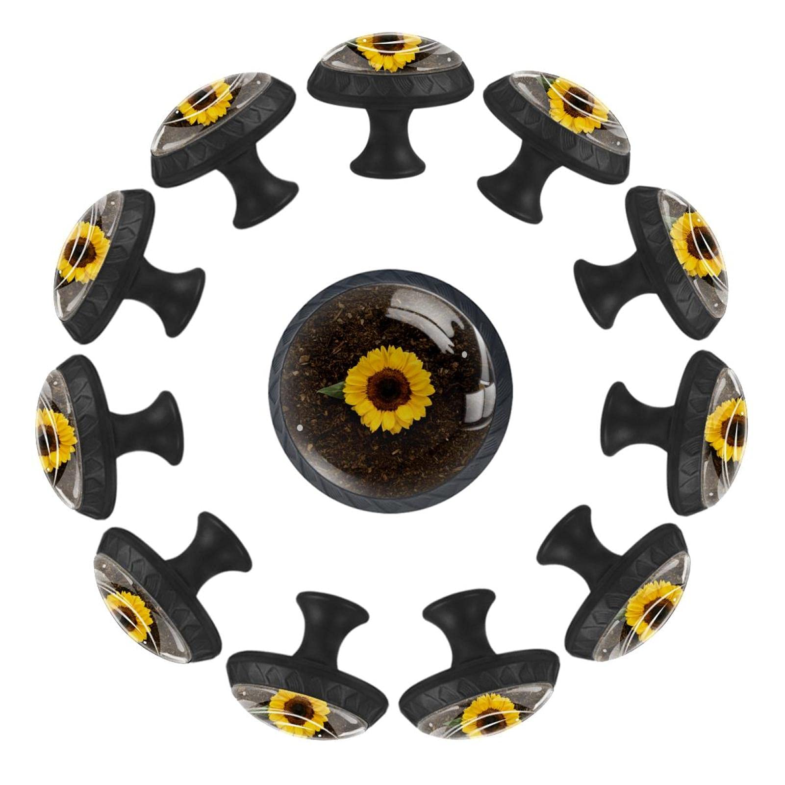 Boutons de tiroir tournesol Top View 35mm lot de 12 pour commode