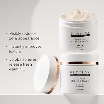 DRMTLGY Pumpkin Enzyme Face Mask with Jojoba Beads. Gentle Exfoliating Pumpkin Facial Mask for Dullness, Uneven Skin Tone, Fine Lines and Wrinkles. 5.5 oz