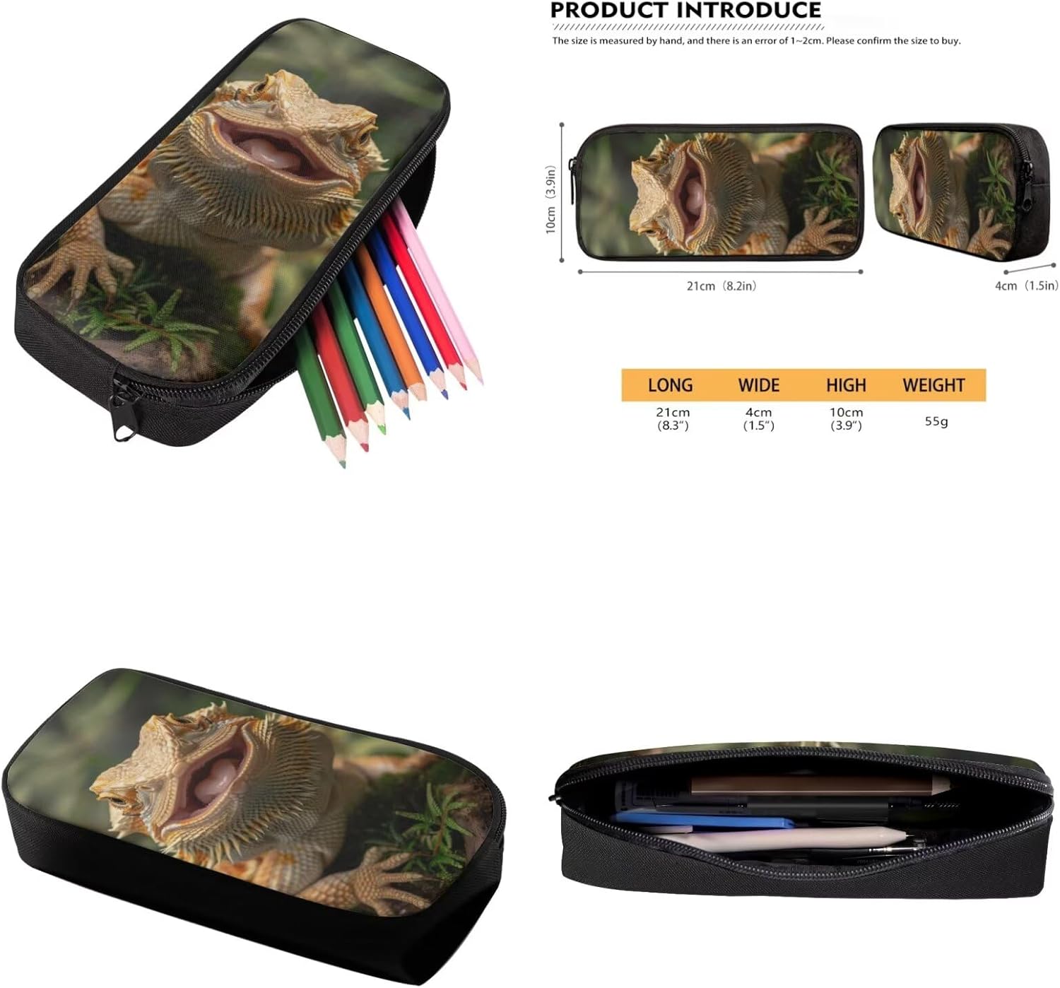 Dragon Lizard Backpack for Kids Boys Backpack with Lunch Box and Soft Pencil Case 3PCS Bookbag Set 17" Lightweight School Bag with Side Pocket Kids School Essentials Casual Daypack Backpacks