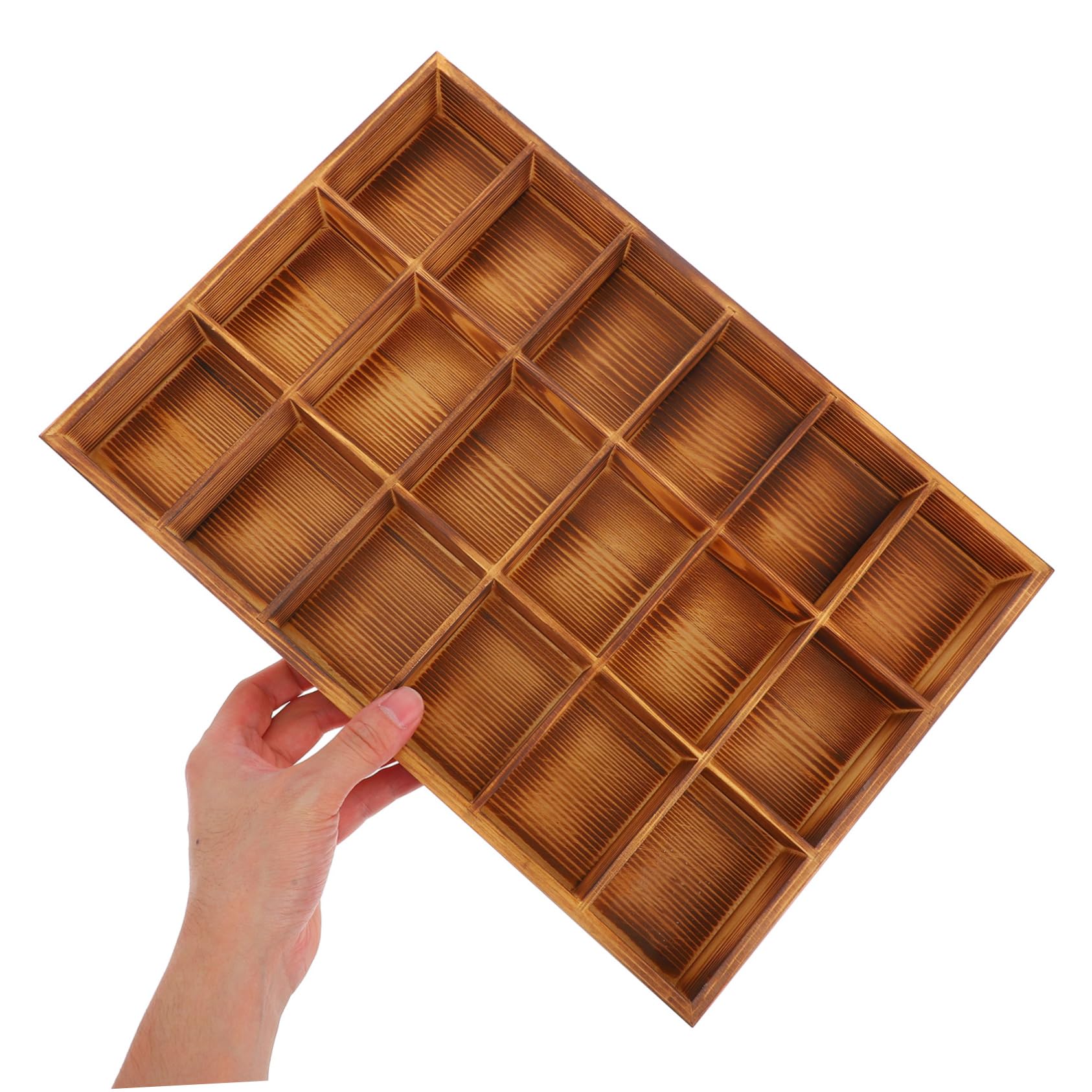 IMIKEYA Caja Organizadora De Madera 18 Compartimentos, Separador De Cajones Para Calcetines y Ropa Interior, Acabado Madera Natural, Organizador Funcional Para Armario y Hogar, 1 Unidad