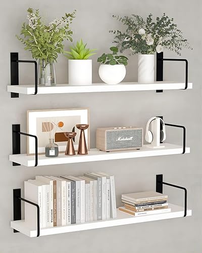 EALLRINEC Estantes flotantes, estantes de pared fáciles de instalar de 24 pulgadas, estantes de pared, estantes de madera rústica para decoración de