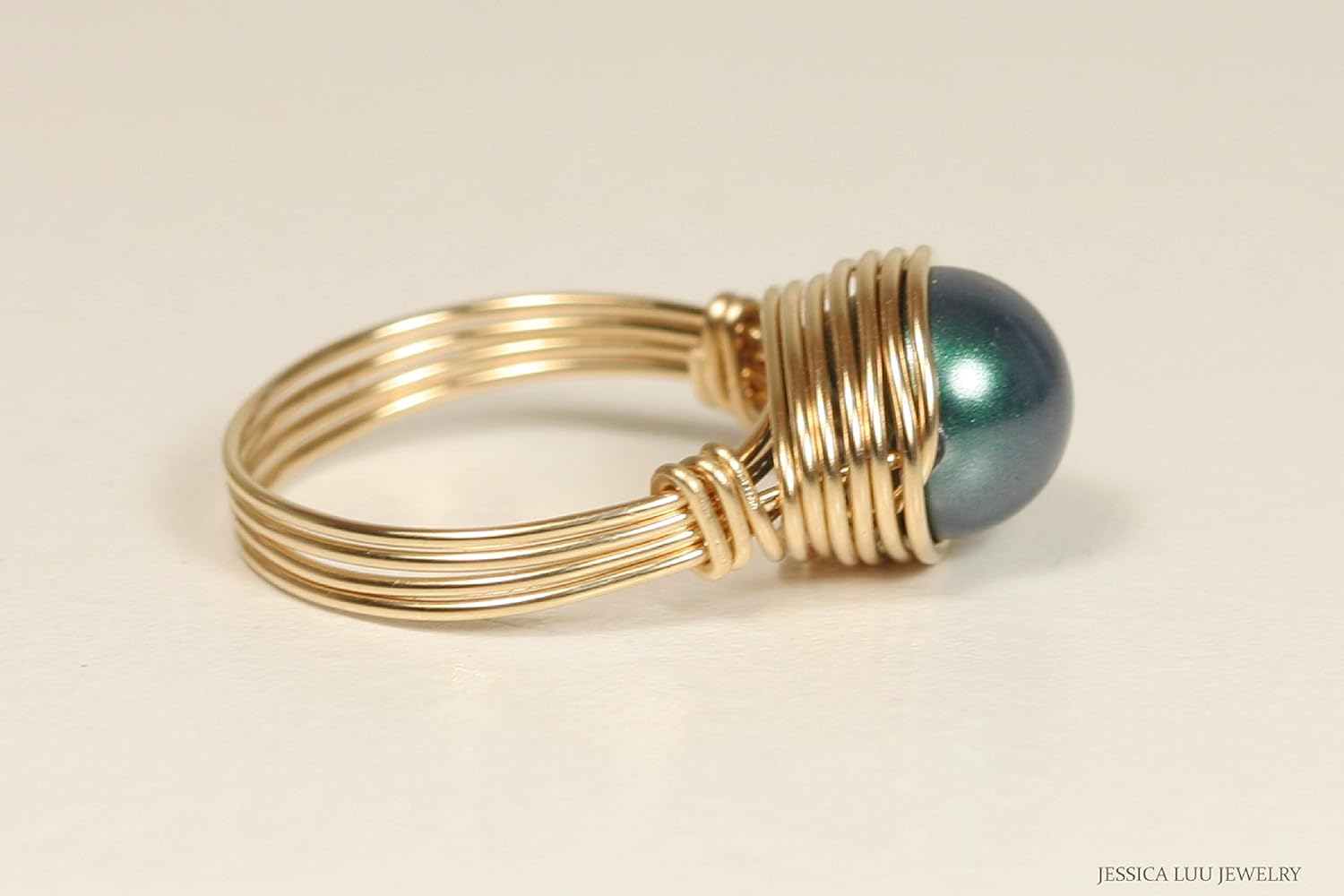 JESSICA LUU JEWELRY Gold Tahitian Pearl Solitaire Ring Handmade