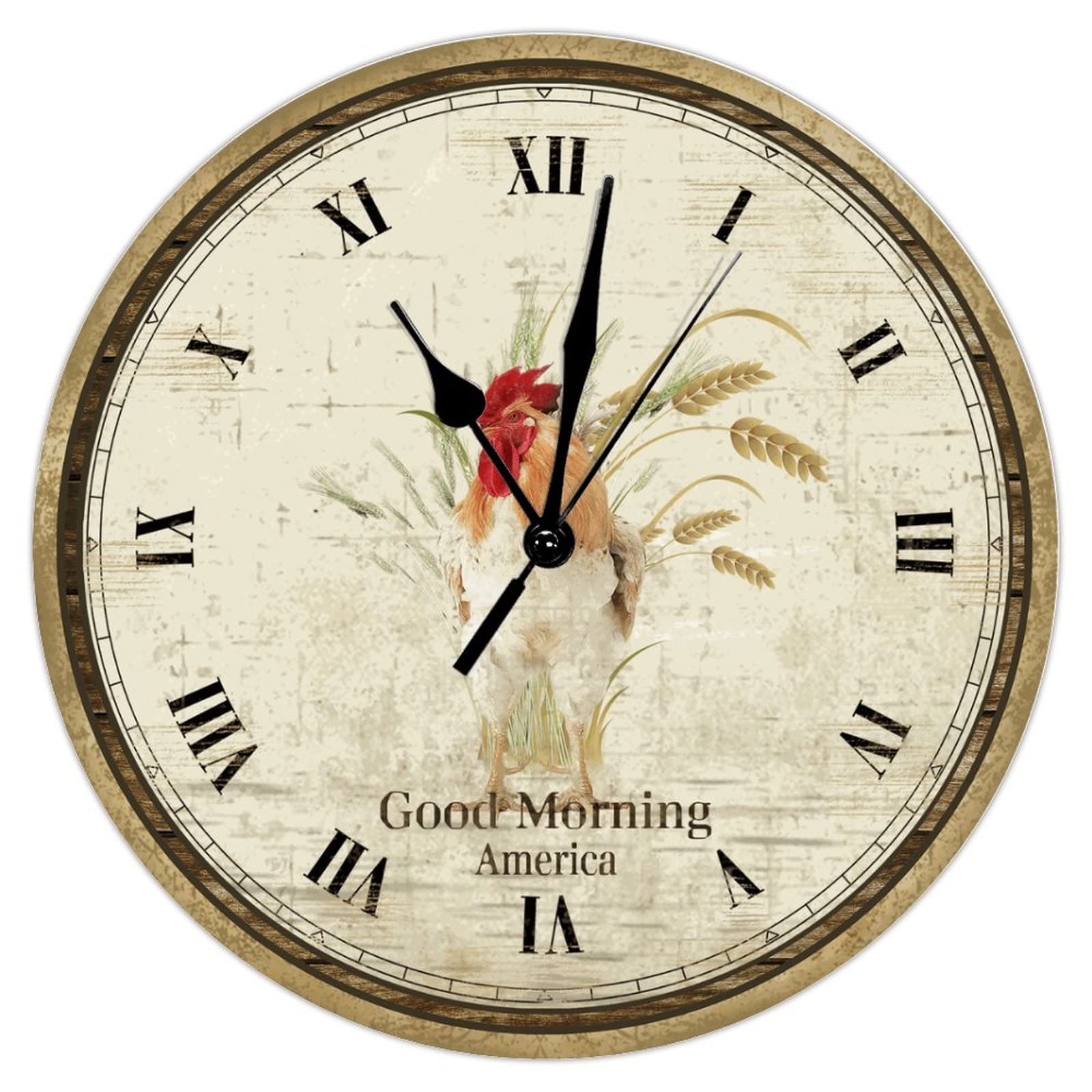 Horloge murale silencieuse en bois 38cm rétro pour chambre paisible