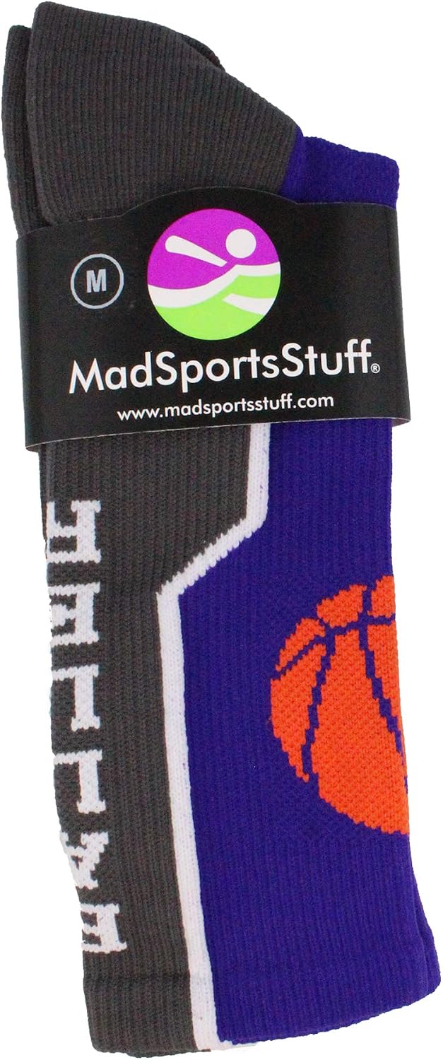 MadSportsStuff Baller Basketball Socks with Basketball Logo Crew Length