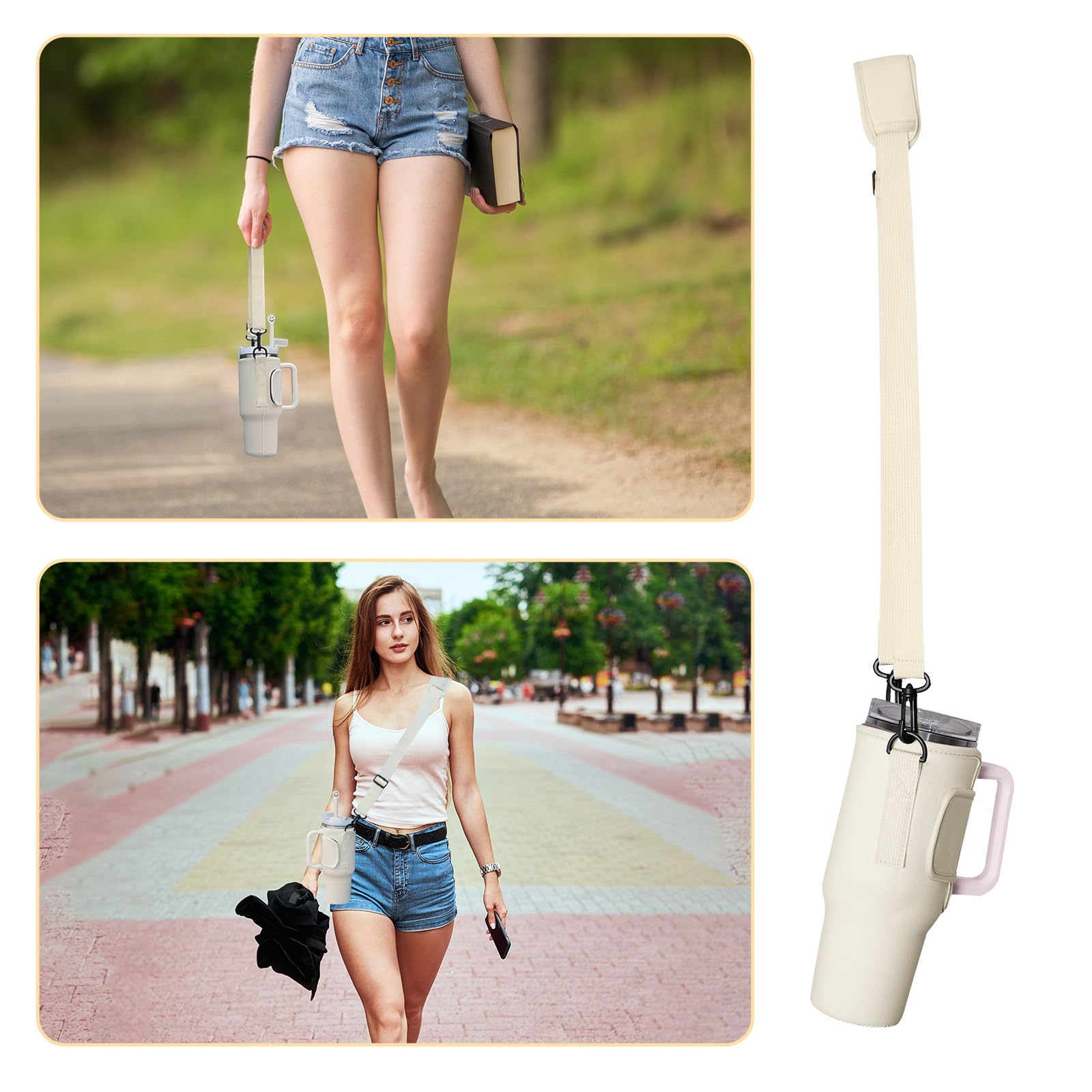 Porte-Bouteille Stanley 40oz | Néoprène | Sangle Réglable | Protection Anti-Chocs | Blanc